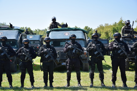 Loznica, Serbia - August 28, 2016 - Operators of the Special Anti-terrorist Unit of the Ministry of...