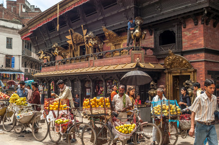 Market on the Way in Kathmanduのeditorial素材