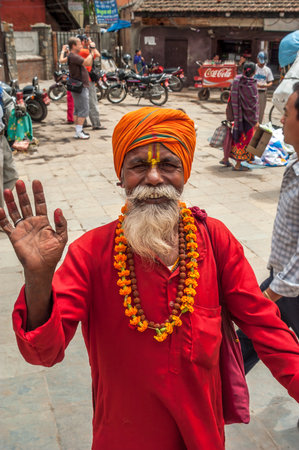 Holy Man in Kathmandu Streetsのeditorial素材