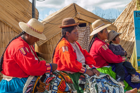 Native Women from Los Uros Islandのeditorial素材
