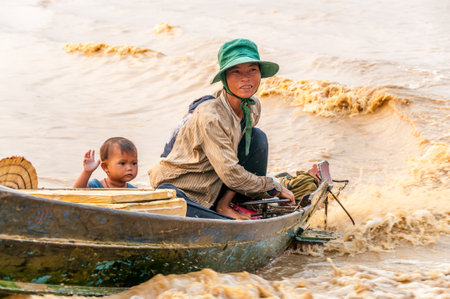 People from Tonle Sap Lake - Cambodiaのeditorial素材