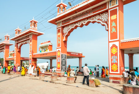 Rameshwaram Beach Gate - Indiaのeditorial素材
