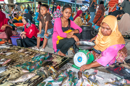Woman Selling Fish - Malaysiaのeditorial素材