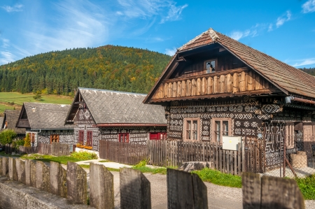 Wooden Houses in Village Cicmany - Slovakiaの写真素材