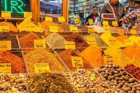 Turkish and Arabian spices at Egyptian bazaar in Istanbul