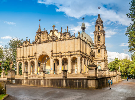 ADDIS ABABA, ETHIOPIA - MARCH 13,2014 - Holy Trinity Cathedral, known in Amharic as Kidist Selassie, is the highest ranking Orthodox cathedral in Addis Ababa のeditorial素材