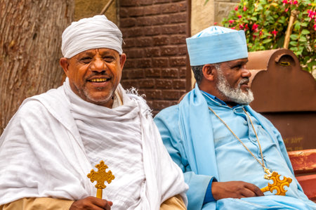 Priests in front of St  George s Cathedralのeditorial素材