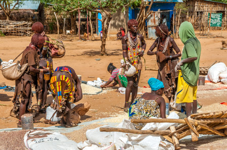 TURMI, ETHIOPIA - MARCH 17,2014 - The Hamar are an community inhabiting southwestern Ethiopia  They...