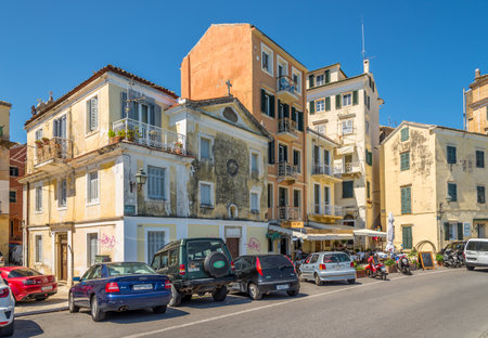 CORFU, GREECE - AUGUST 2,2014 - In the street of old city Corfu - Greece The city also serves as a capital for the region of the Ionian Islands のeditorial素材