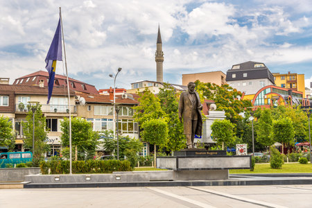 PRISTINA, KOSOVO - JULY 27,2014 - Ibrahim Rugova square in Pristina  Pristina is the capital and largest city of Kosovo のeditorial素材