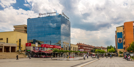 PRISTINA, KOSOVO - JULY 27,2014 - In the streets in modern Pristina  Pristina is the capital and largest city of Kosovo のeditorial素材