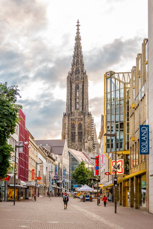 ULM, GERMANY - AUGUST 22,2014 - In the streets of Ulm. Ulm is a city in the federal German state of Baden-W?rttemberg, situated on the River Danube.のeditorial素材