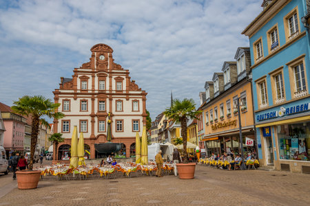 SPEYER, GERMANY - AUGUST 22,2014 - View at the main street in Speyer. Speyer is a town in Rhineland-Palatinate, Germany.のeditorial素材