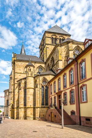 TRIER, GERMANY - AUGUST 22,2014 - Cathedral of Trier. Trier lies in a valley between low vine-covered hills of red sandstone in the west of the state of Rhineland-Palatinate.のeditorial素材