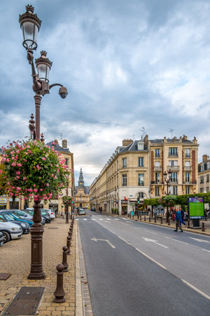 REIMS, FRANCE - AUGUST 22,2014 - In the streets in Reims. Reims played a prominent ceremonial role in French monarchical history.のeditorial素材