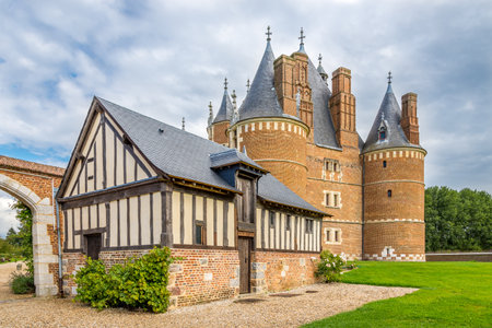 MARTAINVILLE, FRANCE - AUGUST 23,2014 - Building with castle in Martainville. Martainville - Epreville is a commune in the Seine-Maritime department in the Haute-Normandie region in north-western France.のeditorial素材