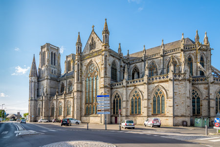 AVRANCHES, FRANCE - AUGUST 23,2014 - Church Notre Dame des Champs in Avranches.Avranches is a commune in the Manche department in the Lower Normandy region.のeditorial素材