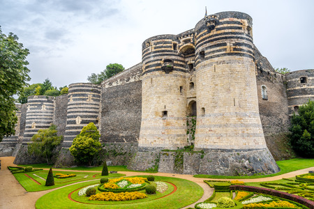 Bastions of fortress in Angers in Franceの写真素材