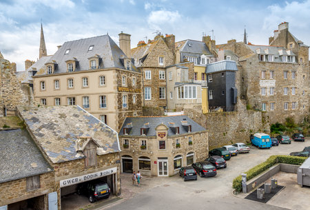 SAINT MALO, FRANCE - AUGUST 24,2014 - In the streets of Saint-Malo. Saint Malo is a walled port city in Brittany in northwestern France on the English Channel.のeditorial素材