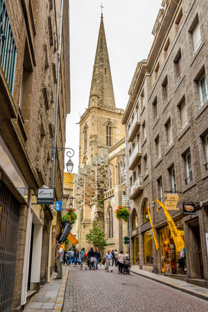 SAINT MALO, FRANCE - AUGUST 24,2014 - In the streets of Saint-Malo. Saint Malo is a walled port city in Brittany in northwestern France on the English Channel.のeditorial素材
