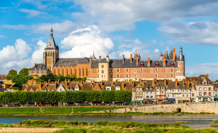 GIEN, FRANCE - AUGUST 26,2014 - View at the castle Gien. The town was bought for the royal property by Philip II of France.のeditorial素材