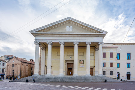 TREVISO,ITALY - SEPTEMBER 13,2014 - Cathedral of Treviso. The church originates from the 6th century AD. In 1768 it was demolished and rebuilt in Neoclassicist style.のeditorial素材