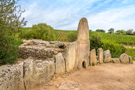 Ruins Tomb Coddu Vecchiu near Prisgiona nuraghe - Italyの写真素材