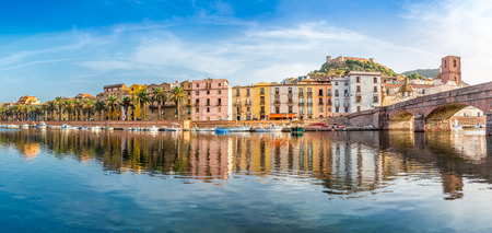Panoramic view at the Bosa in Sardinia - Italyの写真素材