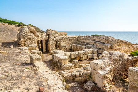 Ruins of ancient Tharros in Sardinia - Italyの写真素材
