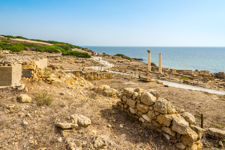 Corinthian columns and ruins of ancient Tharros - Sardinia,Italyの写真素材
