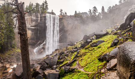  The Mist Trail is one of the most popular short Hikes in Yosemiteの写真素材
