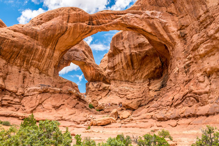 ARCHES N.P.,UTAH - MAY 28,2015 - Double Arch is a close-set pair of natural arches, one of the more known features of Arches National Park in Utah.のeditorial素材