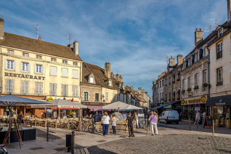 BEAUNE,FRANCE - AUGUST 28,2015 - In the streets of Beaune. Beaune is the wine capital of Burgundy. It is located between Paris and Geneva.のeditorial素材