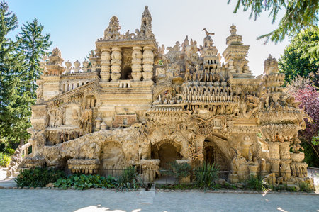 Hauterives, FRANCE - AUGUST 29.2015 - Palais Ideal du facteur Chevalthe "Ideal Palace" in Hauterives.The Palace is regarded as an extraordinary example of nave art architecture.のeditorial素材