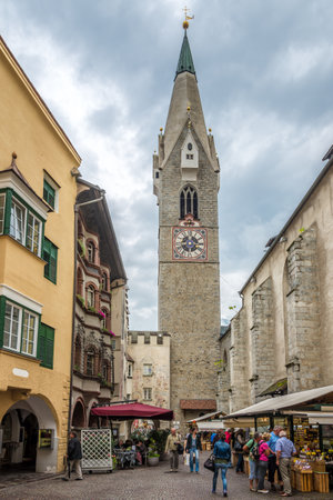 BRESSANONE,ITALY - SEPTEMBER 2,2015 - Bell Tower of church St.Michael in Bressanone. Bressanone  is a town in South Tyrol in northern Italy.のeditorial素材