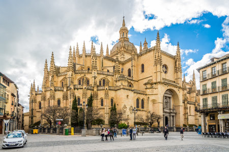 SEGOVIA,SPAIN - APRIL 22,2016 - Segovia Cathedral is the Gothic-style cathedral located in the main square (Plaza Mayor) of the city of Segoviaのeditorial素材