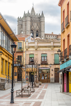 Avila, SPAIN - APRIL 23.2016 - In the streets of Avila. Ávila is a Spanish town Located in the autonomous community of Castile and Leon.のeditorial素材