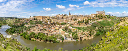 TOLEDO,SPAIN - APRIL 23,2016 - Panorama view at the Toledo city. Toledo is known as City of the Three Cultures .のeditorial素材