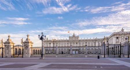 MADRID,SPAIN - APRIL 25,2016 - Gate to Royal Palace of Madrid .The Royal Palace (Palacio Real) is the official residence of the Spanish Royal Family at the city of Madrid, but is only used for state ceremonies.のeditorial素材