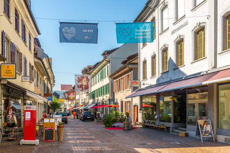 FRAUENFELD,SWITZERLAND - AUGUST 26,2016 - In the streets of Frauenfeld. Frauenfeld is the capital of the canton of Thurgau in Switzerland.のeditorial素材