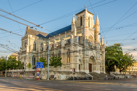 GENEVA,SWITZERLAND - AUGUST 27,2016 - Notre Dame church in Geneva. Geneva is a global city, a...
