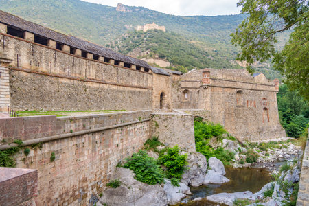 Wall of Villefranche de Conflent in Franceのeditorial素材
