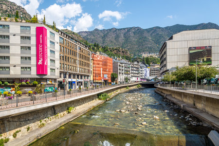 ANDORRA LA VELLA,ANDORRA - AUGUST 29,2016 - In the streets of Andorra la Vella. Andorra is the capital of the Principality of Andorra, and is located high in the east Pyrenees .のeditorial素材