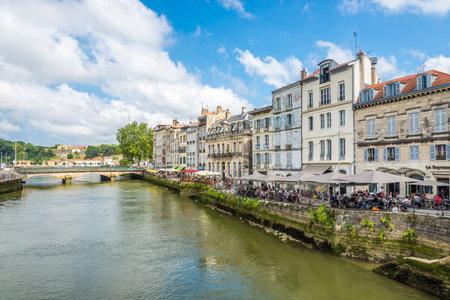 BAYONNE, FRANCE - AUGUST 31.2016 - In the streets of Bayonne. Bayonne is Located at the confluence of the Nive and the Adour rivers in the northern part of the cultural region of Basque Country.のeditorial素材