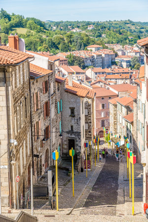 LE PUY EN VELAY,FRANCE - SEPTEMBER 2,2016 - View  at the street of Lepuy en Velay. Le Puy en Velay is a commune in the Haute Loire department in south-central France near the Loire river.のeditorial素材