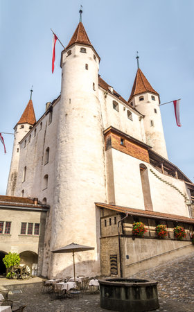 View at the castle Thun in Switzerlandのeditorial素材