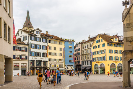 ZURICH,SWITZERLAND - SEPTEMBER 3,2016 - In the streets of Zurich. Zurich is the largest city in Switzerland.のeditorial素材