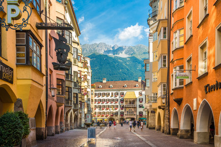 INNSBRUCK,AUSTRIA - SEPTEMBER 4,2016 - Road to Gold Roof museum in Innsbruck. Innsbruck is the capital city of Tyrol in western Austria. It is located in the Inn valley.のeditorial素材