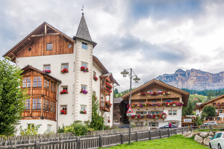 ALTA BADIA,ITALY - SEPTEMBER 16,2016 - In the streets of Alta Badia in Italy Dolomites. Alta Badia is a ski resort in the Dolomites of northern Italy, in the upper part of the Val Badia in South Tyrol.のeditorial素材