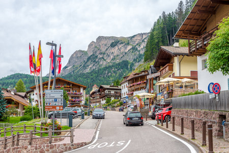 SELVA VAL GARDENA,ITALY - SEPTEMBER 16,2016 - In the streets of Selva Val Gardena. Selva is a comune in the Val Gardena in South Tyrol.のeditorial素材